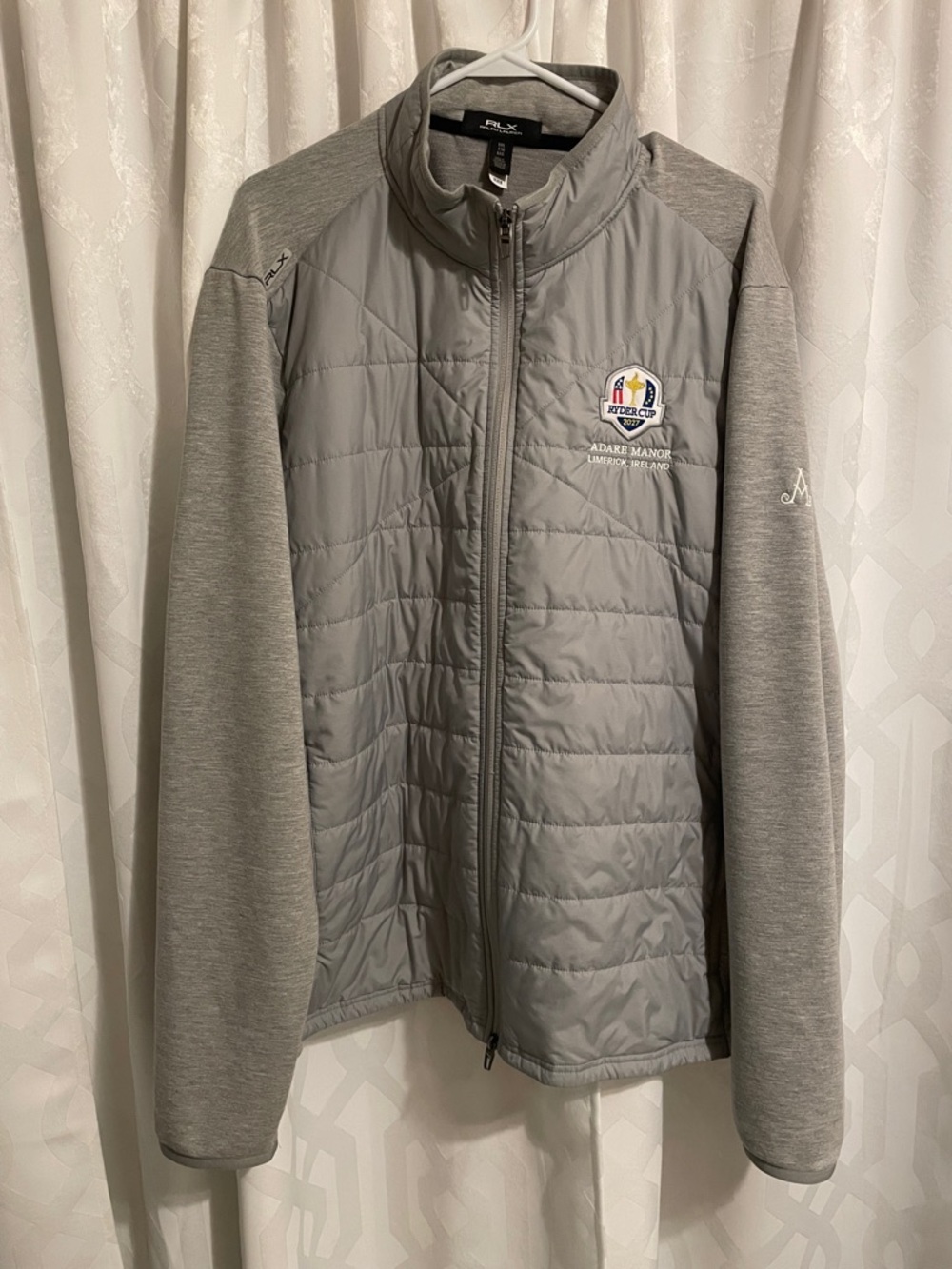 Ralph Lauren RLX Gray Quilted Full-Zip Jacket with Ryder Cup Patch